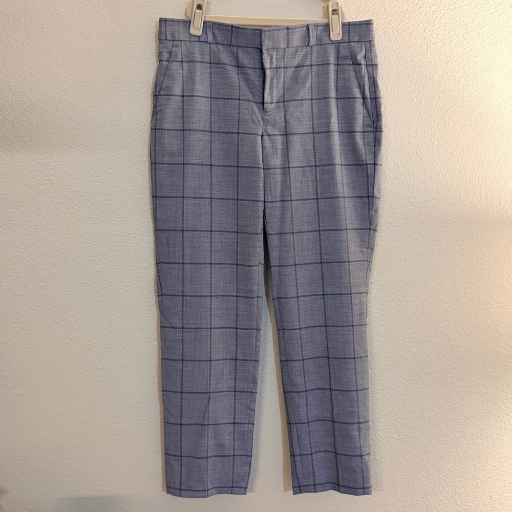 Banana Republic Avery Woman’s Dress Pants | Straight Fit, Blue Plaid | Size 4